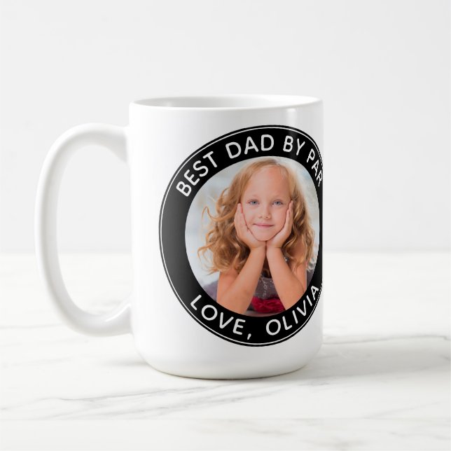 Custom Photo Best Dad By Par Black White Coffee Mug (Left)