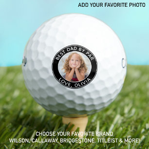 Custom Photo Best Dad By Par Black White Golf Balls