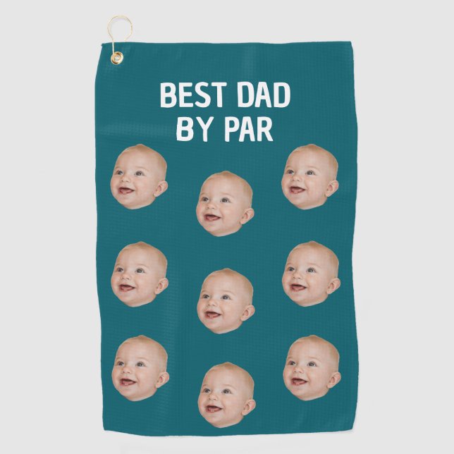 Custom Photo Best Dad By Par Personalised Baby Golf Towel (Front)
