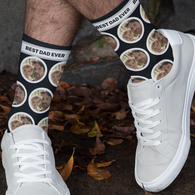 Custom Photo Best Dad Ever Black Father's Day Socks (Creator Uploaded)