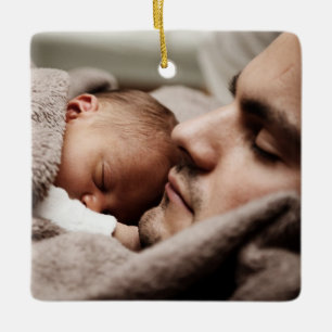 Custom Photo BEST DAD EVER Ceramic Ornament