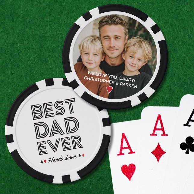 Custom Photo Best Dad Ever  Poker Chips (Double-sided design)