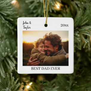 Custom Photo   Best Dad Gift   Memory Christmas Ceramic Ornament