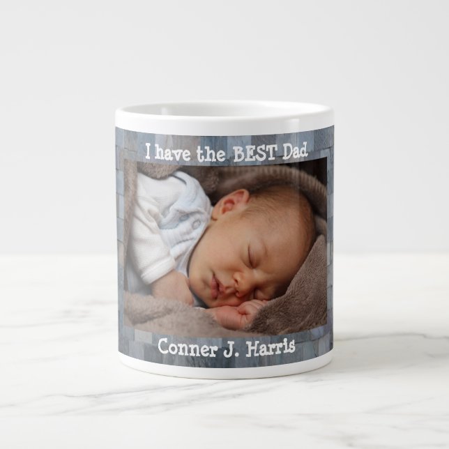 Custom Photo, Best Dad, Personalised Large Coffee Mug (Front)