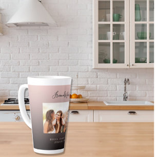 Custom photo best friends for life black brown latte mug