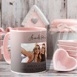 Custom photo best friends for life black brown mug<br><div class="desc">A chic black, brown coffee latte colored gradient background. Personalize and add your own photo, selfie of your best friend(s) your names and place of event. The text: Friends for Life is written with a modern hand lettered style script. Black text. Perfect as a gift for yourself or as a...</div>