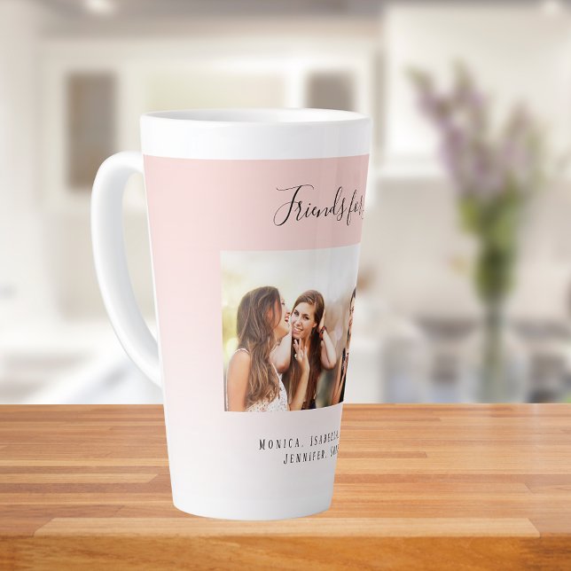 Custom photo best friends for life blush pink latte mug (Creator Uploaded)