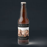 Custom photo best friends forever besties black beer bottle label<br><div class="desc">A gift for your best friend(s) for birthdays,  Christmas or a special event. White text: Best Friends Forever,  written with a trendy hand lettered style script. Personalise and use your own horizontal photo and names. A chic black background.</div>