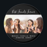 Custom photo best friends forever keepsake black magnet<br><div class="desc">A gift for your best friend(s) for birthday favour,  Christmas or a special event. White text: Best Friends Forever,  written with a trendy hand lettered style script. Personalise and use your own photo and names. A chic black background.</div>