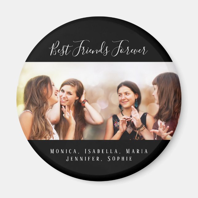 Custom photo best friends forever keepsake black magnet (Front)