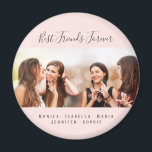 Custom photo best friends forever keepsake pink magnet<br><div class="desc">A gift for your best friend(s) for birthday favour,  Christmas or a special event. Grey text: Best Friends Forever,  written with a trendy hand lettered style script. Personalise and use your own photo and names. A chic blush pink,  rose gold coloured background.</div>