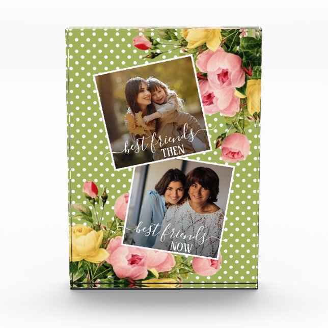 Custom Photo Best Friends Then And Now Pink Floral (Front)