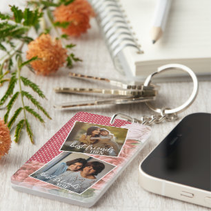 Custom Photo Best Friends Then And Now With Quote Key Ring