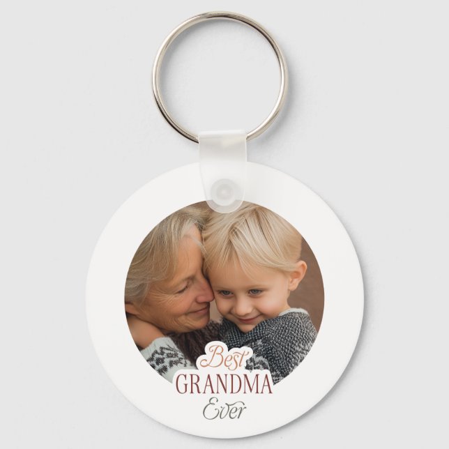 Custom Photo Best Grandma Ever Key Ring (Front)
