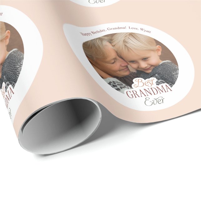 Custom Photo Best Grandma Ever Wrapping Paper (Roll Corner)