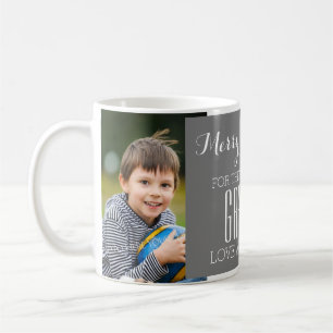 Custom Photo Best Grandpa Christmas Mug Grey