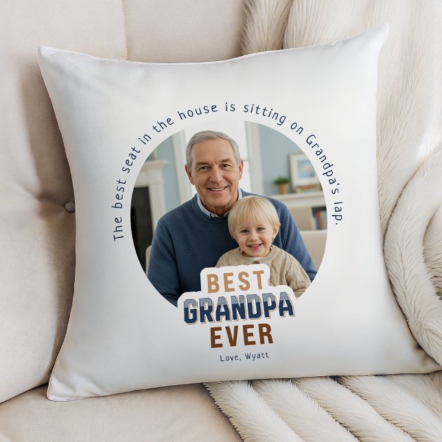 Custom Photo Best Grandpa Ever Cushion (Creator Uploaded)