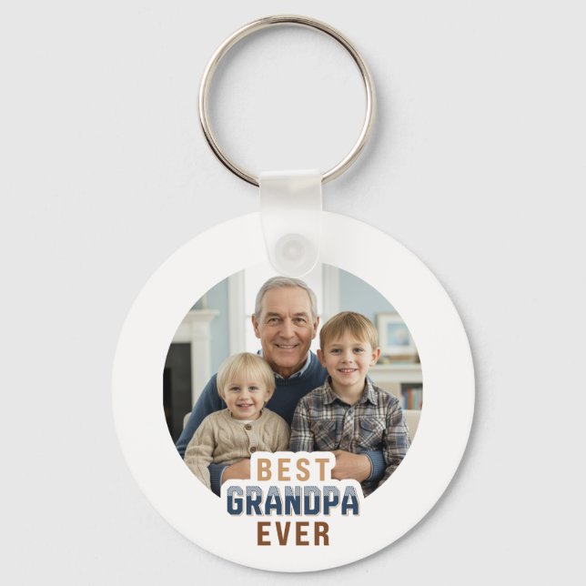 Custom Photo Best Grandpa Ever Key Ring (Front)