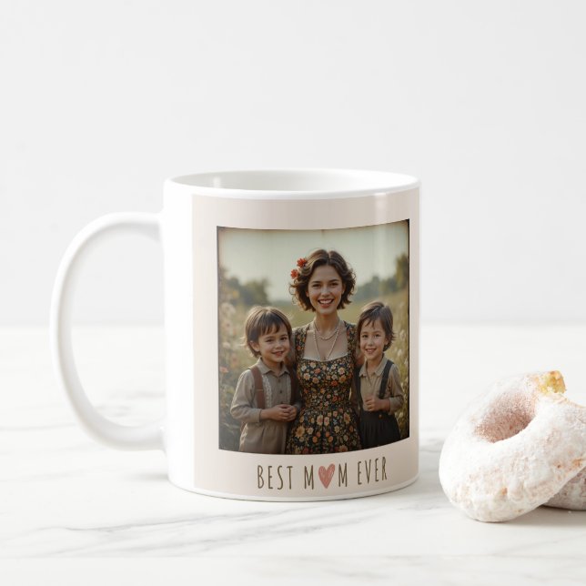 Custom Photo Best MOM Ever Coffee Mug (With Donut)