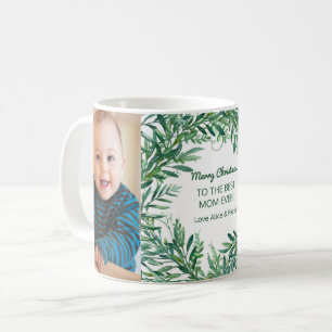 Custom Photo Best Mum Christmas Watercolor Coffee Mug