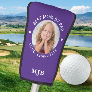 Custom Photo Best Mum Ever By Par Modern Purple Golf Head Cover