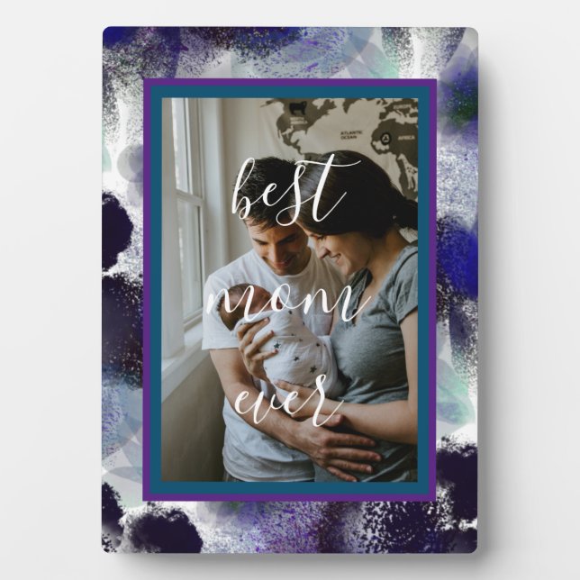 Custom Photo Best Mum Ever Typography Plaque (Front)