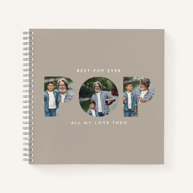 Custom Photo “Best Pop Ever” beige modern Notebook (Front)