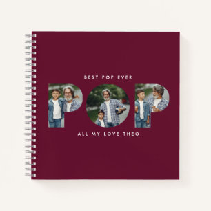 Custom Photo “Best Pop Ever” Burgundy modern Notebook