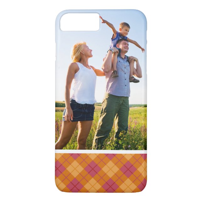 Custom Photo Bias Plaid in Orange and Pink Case-Mate iPhone Case (Back)