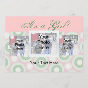 Custom Photo Birth Announcement Card, It's a Girl