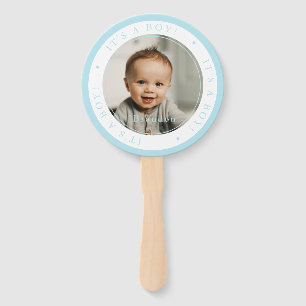 Custom photo birth boy occasion simple hand fan