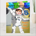 Custom Photo Birthday Card For 5 Year Old Boy<br><div class="desc">Custom personalised space theme photo birthday card for 5 year old nephew,  son or grandson. Add your own photo and words to create a unique greeting card for 5 year old boy.</div>