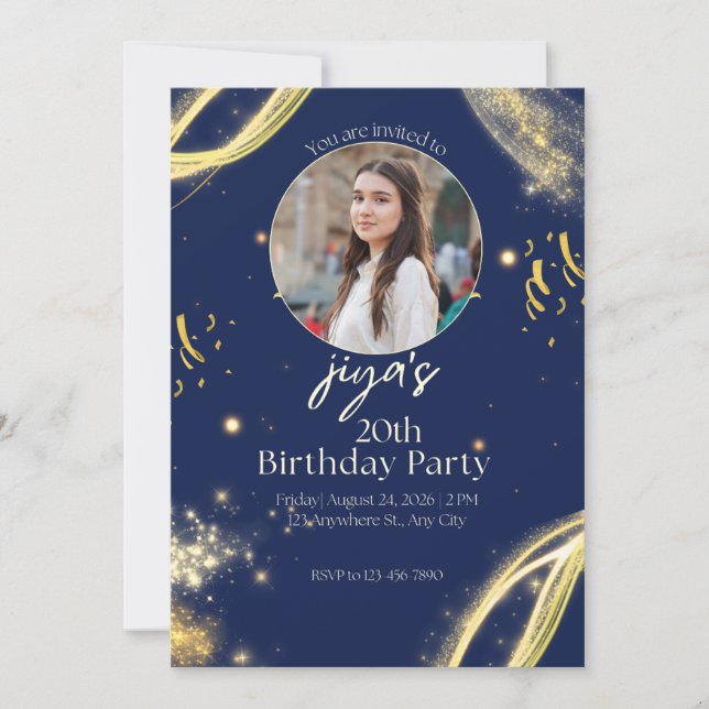 Custom Photo Birthday Invitation  (Front)