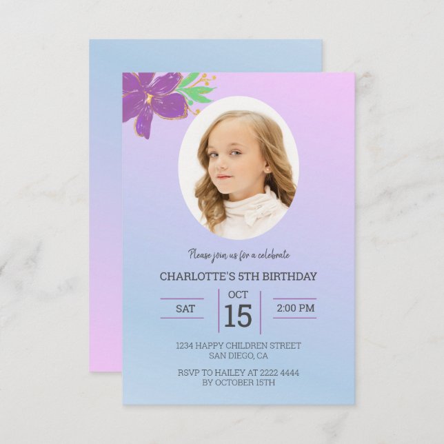 Custom Photo Birthday Invitation (Front/Back)