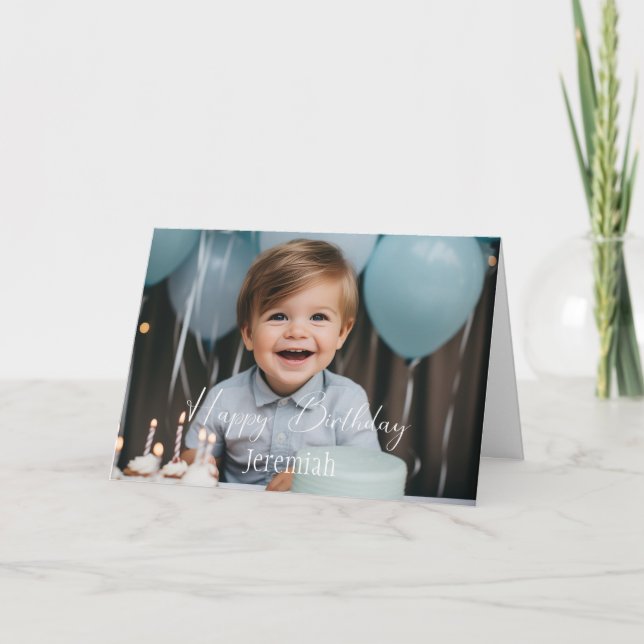 Custom photo birthday modern simple card (Front)