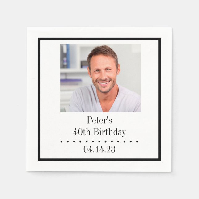 Custom Photo Birthday Paper Napkin (Front)
