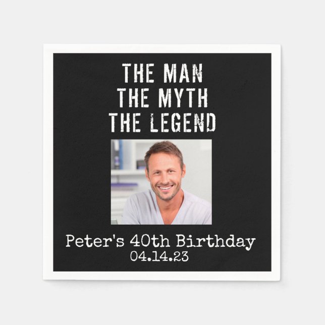 Custom Photo Birthday Paper Napkin (Front)