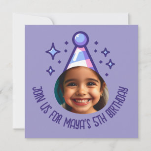 Custom Photo Birthday Party Hat Invitation