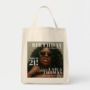 Custom Photo Birthday Party Magazine Cover Tote Bag