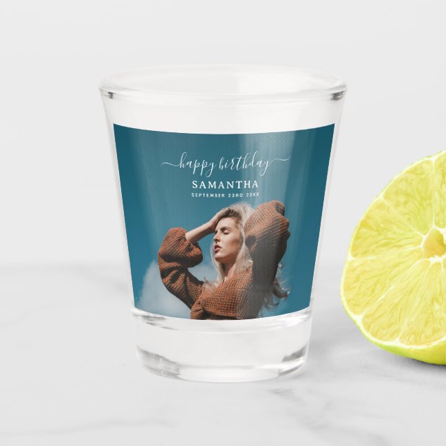 Custom Photo Birthday Party Selfie Picture Shot Glass (Front)