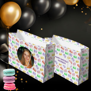 Custom Photo Birthday Pattern Cookies Macarons  Large Gift Bag