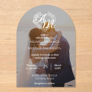 Custom Photo Black-and-White Arch Wedding Acrylic Invitations