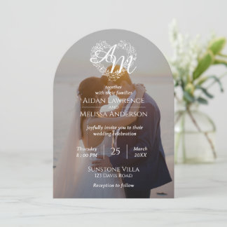 Custom Photo Black-and-White Arch Wedding Invitation