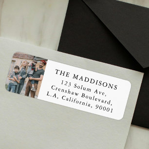 Custom Photo Black and White Text Return Address Label
