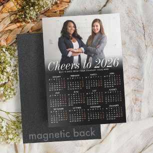 Custom Photo Black Calendar 2026 Magnetic Card