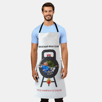 Custom Photo Black Kettlebell BBQ Dad Grill Badge Apron