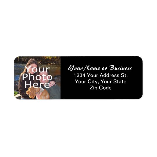 Custom Photo Black Return Address Label