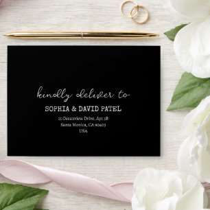 Custom Photo Black Wedding Invitation Envelope