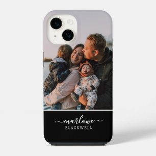 Custom Photo Black White Calligraphy Name iPhone 14 Case
