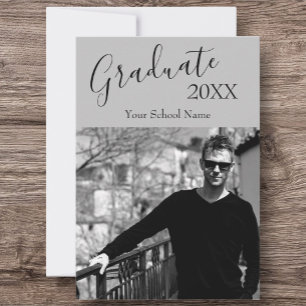 Custom Photo Black & White Graduate Open House Invitation